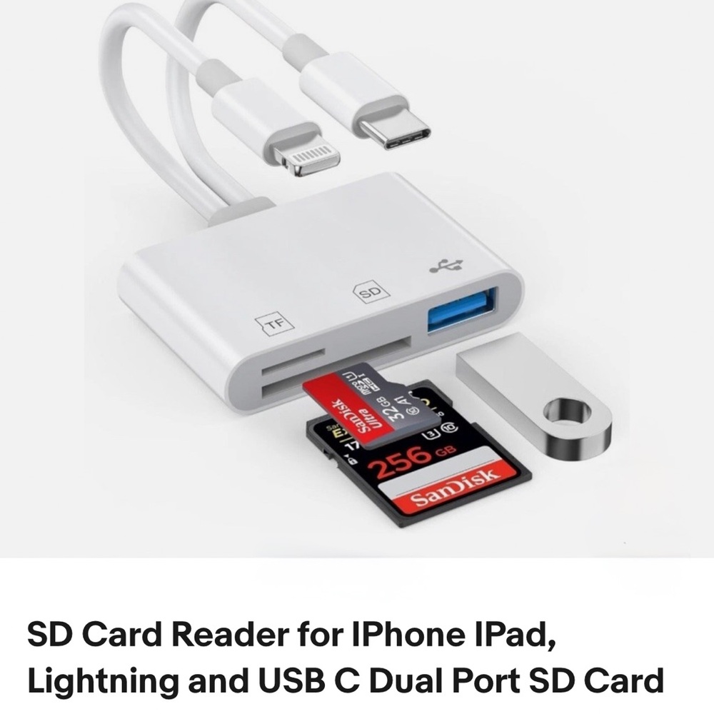 $10 Add-On 🆕Versatile White USB SD Card Reader for iPhone and iPad